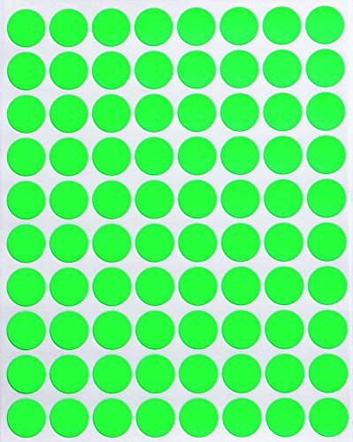 Farbcodierung Etiketten Neon Grün 13mm runde Aufkleber – 1,3cm Klebepunkte 1200 Stück von Royal Green
