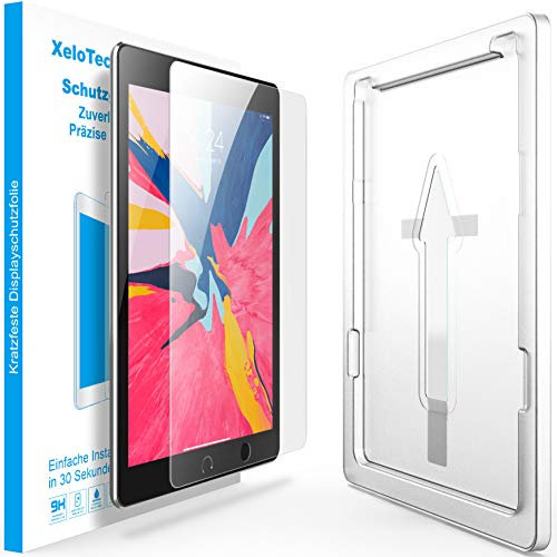 XeloTech Schutzglas für iPad 9.7 Zoll mit Schablone - Keine Folie - Echtes Glas - Passend für iPads mit 9.7 Zoll - 2018, 2017, iPad Pro 9.7, Air 1 & Air 2