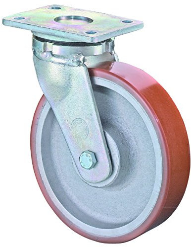 BS Rollen RR100.C10.200 Schwerlastrolle, Lenkrolle, Ø 200 mm, Anschraubplatte, Polyurethanrad, Radkörper Guss