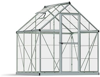 Canopia by Palram Gewächshaus klein Harmony 6x6 Treibhaus 185x186 cm Aluminium Silber Tomatenhaus Polycarbonatplatten UV-beständig