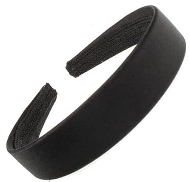 Serre-tête en plastique recouvert de satin noir de 2,5 cm, sans dents, pour femmes et filles Glitz4Girlz