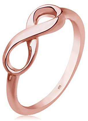 Elli Ring Damen Infinity Undendlichkeit in 925 Sterling Silber Rosé vergoldet