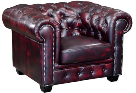 Chesterfield Ledersessel Brenton - Vintage Leder - Rot-Schwarz