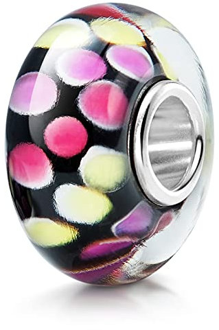 MATERIA Glas Beads Anhänger gepunktet bunt 'Playball' - Glasperle für Beads Armband #1426