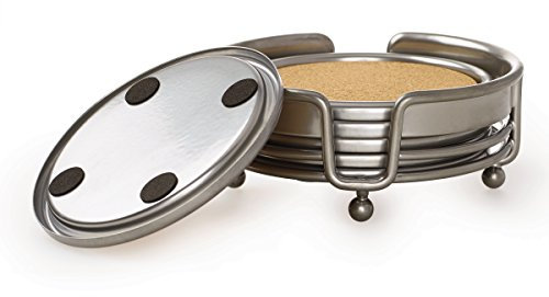 Kamenstein 7 Stück alle Metall und Kork Untersetzer Set, silber