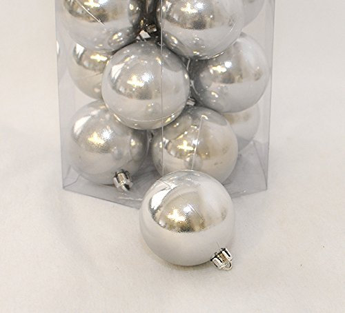 Box mit 20 Weihnachtskugeln aus PVC, Durchmesser 6 cm (Silber matt).
