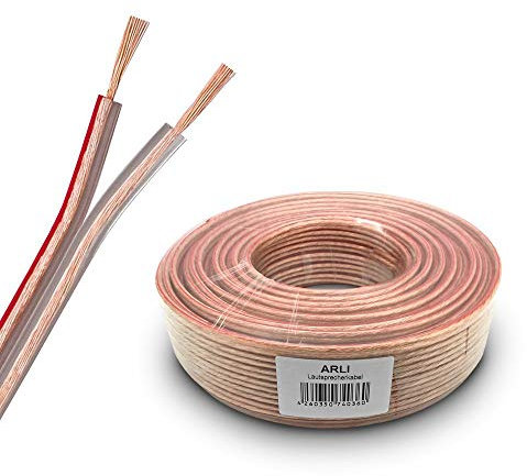 ARLI 25m Lautsprecherkabel transparent – 2x1,5 mm² CCA flexibel + Metermarkierung für HiFi Surround Auto Boxen 2 x 1,5 Lautsprecher Kabel