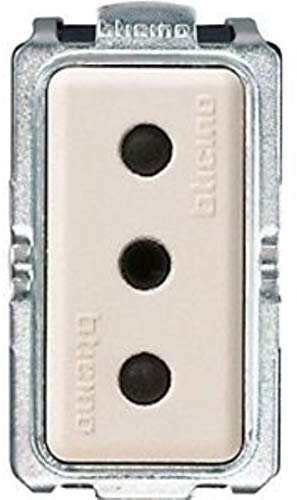 Bticino S5113F Serie Magic Toma 2 Polos y Tierra, 10 A, 2200 W, 250 V, Blanco Perla (ral 1013)