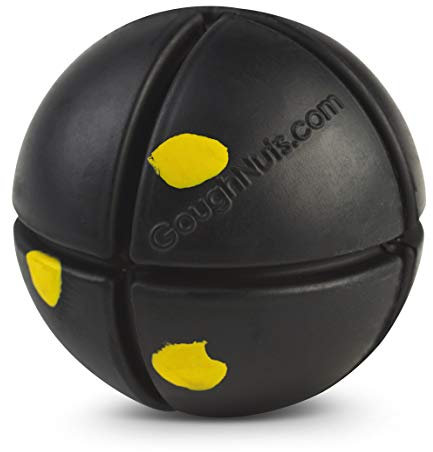 Goughnuts - Ball für Hunde, praktisch unzerstörbar - Das Hundespielzeug für Power-Kauer hält selbst hartnäckigen Hunden Stand - Stabiler Gummiball für mittelgroße Rassen 13-32 kg - Schwarz 7,6 cm