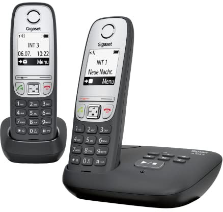 Gigaset A415A DUO, 2 Schnurlose DECT-Telefone mit Anrufbeantworter, Freisprechfunktion, Kurzwahltasten, Telefonbuch mit 100 Einträgen, Kontrastreiches Grafik Display und leichter Bedienung, schwarz