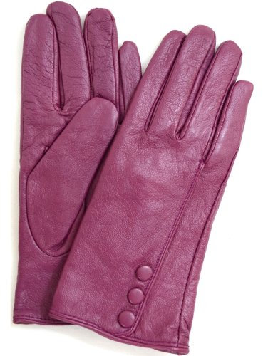 Snugrugs Lederhandschuhe für Damen mit Knopfbesatz und warmen Vliesfutter, superweich (Pink - M)