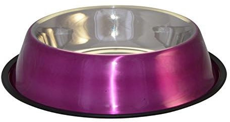 Ellie-Bo Dog or Cat Stainless Steel Anti-Skid Food Bowls in 6 Sizes and 4 Colours (2.1L XXLARGE, PINK)
