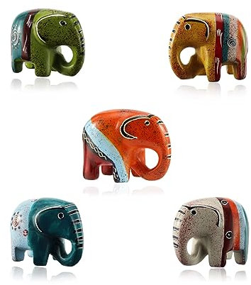 Budawi® Elefant Figur aus Speckstein | Handgearbeiteter Glückselefant – Naturstein Skulptur in verschiedenen Ausführungen (1 Stück)