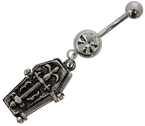 Pain-is-Art Bauchnabelpiercing SARG aus Chirurgenstahl mit klarem Kristall Navel Piercing