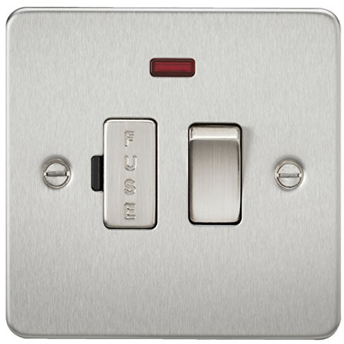 Knightsbridge FP6300NBC FPAV6300NBC Flat Plate 13A Switched Fused Spur Unit with Neon-Brushed Chrome
