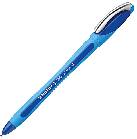 SCHNEIDER Schreibgeräte Kugelschreiber Slider Memo XB, blau, Kugelschreiber, extra dick, Kautschuk, Edelstahl
