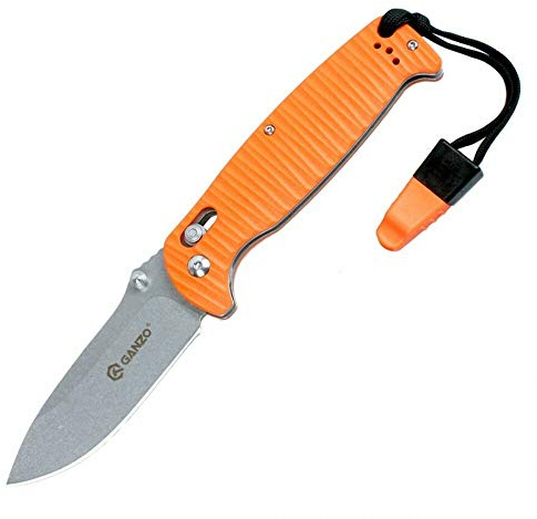 Ganzo Messer G7412P Grifffarbe: Orange - Klingenlänge: 8,9 cm - Verschlussart: G-Lock - Klingenstahl: 440C rostfreier Edelstahl (58-60 HRC)