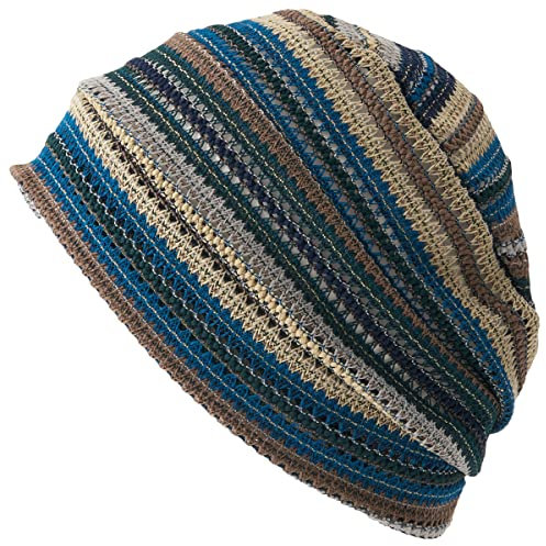 CHARM Häkelmütze, Sommer, Netzstoff, Batikmuster, modische Totenkopfkappe, Unisex, cool, blau, Einheitsgröße