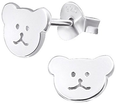 Laimons Mädchen Kids Kinder-Ohrstecker Ohrringe Kinderschmuck Teddybär Bär Bärchen Kopf glanz aus Sterling Silber 925