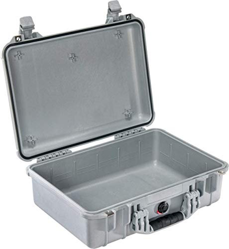 PELI 1500 Transportbox für Optimalen Schutz von Äußeren Einflüssen, IP67 Wasser- und Staubdicht, 19L Volumen, Ohne Schaum, Silber/Grau