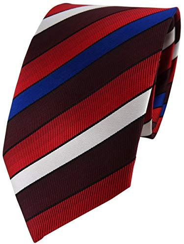 TigerTie Designer Krawatte in rot schwarz bordeaux blau creme gestreift