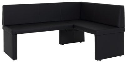Eckbank Taina LEB, Kunstleder Schwarz, Gestell aus Holz, langer Schenkel links, 168 x128 x 84cm
