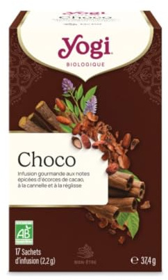 YOGI – Choco Bio – Infusion Épicée Avec Caféine – Mélange de Cacao, Réglisse & Cannelle – 17 Sachets