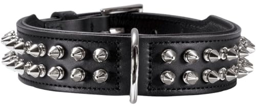 HUNTER Rambo Hundehalsband, Leder, rockiger Nietenbesatz, 60 (M-L), schwarz