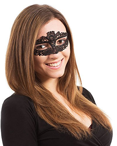 Bristol Novelty EM096 Augenmaske mit Band und Spitze, Schwarz