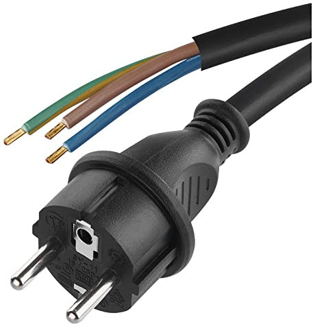 Emos S03430 Cable de alimentación eléctrica para Plancha (3 m, IP20 en Interiores), Schuko, Color Negro, 0