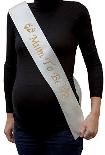 Oblique-Unique Mum to Be Schärpe Baby - werdende Mama - Babyshower (Creme)