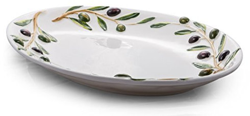 Bassano Ausgefallene italienische Keramik große ovale Oliven Servierplatte Venezia 45x32x5