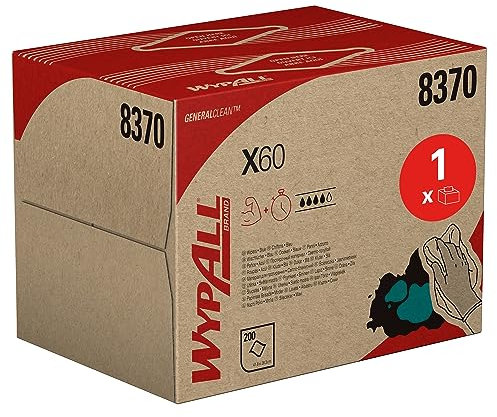 WypAll X60 Cleaning Wipes 8370 - Blue Cleaning Wipes - 1 pop-up box x 200 wipes (200 total)