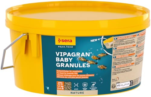 sera Vipagran Baby Nature 1,1 kg (2 L) - Mikrosoftgranulat für Jungtiere mit 4% Insektenmehl, Jungfischfutter
