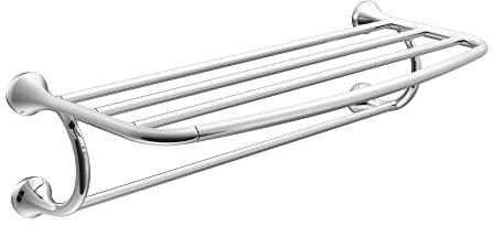 Moen YB2894CH Eva 24-Inch Wide Bathroom Hotel-Style Towel Shelf with Towel Bar, Chrome