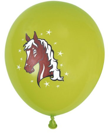 6 Luftballons bunt sortiert bedruckt mit Pferd, 28-30 cm/11 inch