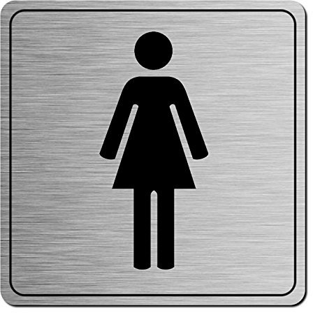 Ladies Women Metal Brushed Steel Square Toilet Bathroom Door Sign Plaque