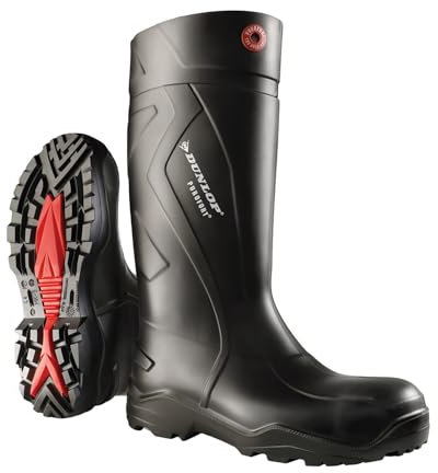 Dunlop Protective Footwear, C762041, Purofort+ Full Safety, Noir/Rouge, Taille 44 EU