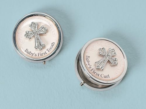 Roman Set of 2 Enamelled Round Boxes Tooth and Baby's First Curl