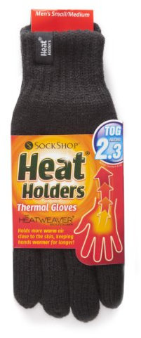 HEAT HOLDERS Mens 1 Pair 2.3 Tog Heatweaver Yarn Gloves - Black S/M