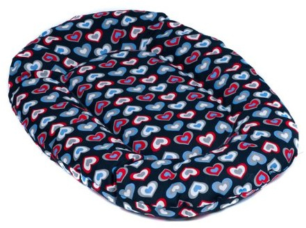 adena Hundekissen oval 95 x 55 cm - Herzen blau