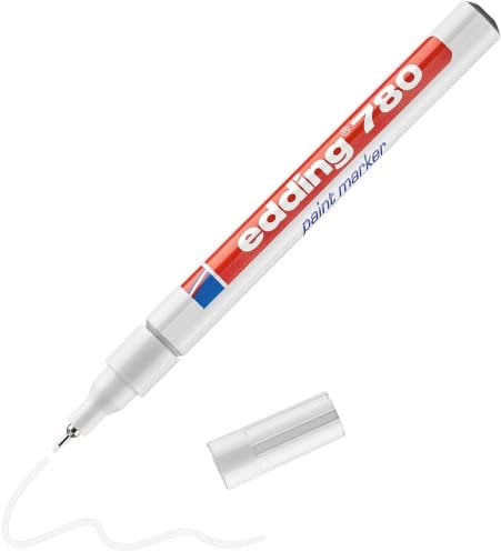 edding 780 marqueur peinture - blanc - 1 stylo - pointe ronde,8 mm - marqueur de peinture pour l'étiquetage du métal, verre, roche ou du plastique - résistant à la chaleur, permanent et étanche