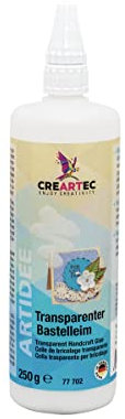 CREARTEC Transparenter Bastelleim - Praktischer Kleber für Bastelarbeiten ohne Kleberänder - 250 g - Made in Germany