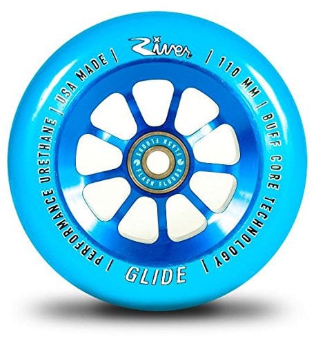 River Glide 110mm Stunt-Scooter Rolle inklusive River Flash Kugellager + Fantic26 Sticker (Glide Blue)