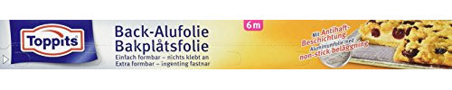 Toppits Back-Alufolie, 6 Meter, Anti-Haft-Beschichtung, Silber