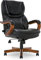 Serta® Conway Big & Tall Chefsessel Bürostuhl, ergonomischer hoher Rücken mit Verstellbarer Lendenwirbelsäule, halbplüschigem Kissen und Körperkissen, gepolsterte Armlehnen, Drehfuß aus Holz,