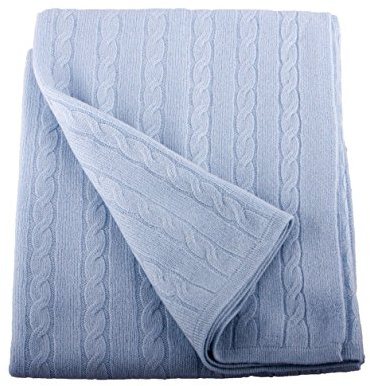 Lucky Bird Cashmere 100% Cashmere Baby Blanket, Sky Blue