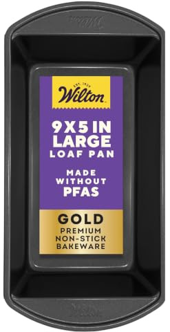 Wilton Gold Non-Stick Bakeware Large Loaf Pan - Baking Pan for Breads, Pound Cake & More - Even Heat Distribution & Extended Handles - Made Without PFAS - 9.25 x 5.25 x 2.75 Inch