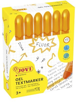 Jovi - Federmäppchen, 12 Gelmarker, orange (1815) | Einziehbar, trocknet nicht aus und schlägt nicht durch Papier, lange Lebensdauer, Sicherheitsverschluss