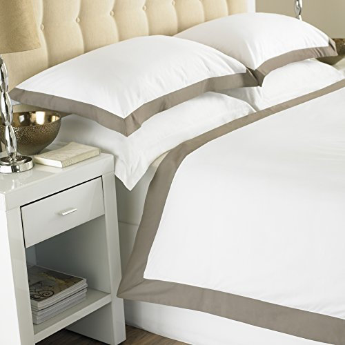 Great Knot 100% de algodón Egipcio de 200 Hilos percal Cubierta del Duvet, Individual, Latte Blanco de la Frontera